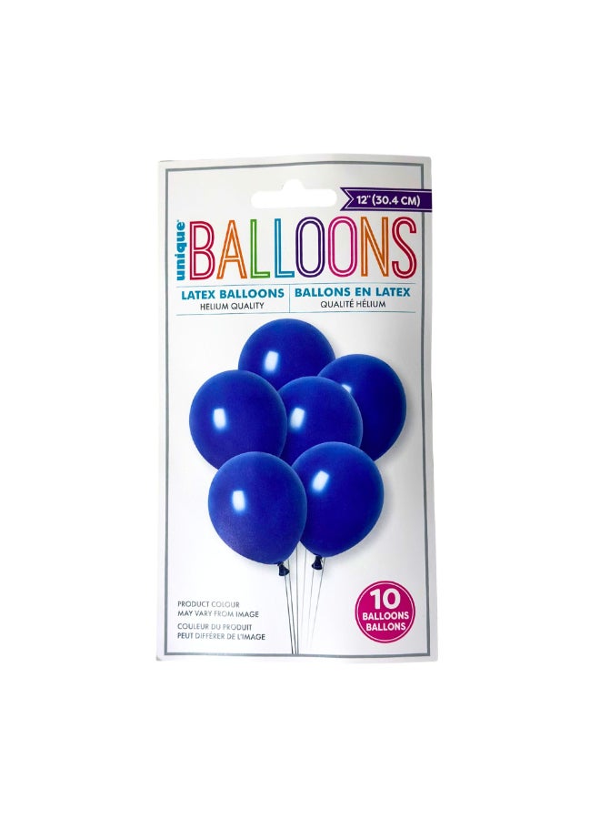 Unique 12" Royal Blue Latex Balloons - Pack Of 10 - Image 3